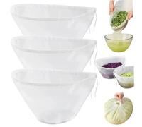 Borsa in tela per formaggio, borsa in tela per formaggio a maglia fine a forma di ciotola da 3 pezzi, filtro tessuto di nylon riutilizzabile per filtrare il latte di noci, succhi di frutta, lat
