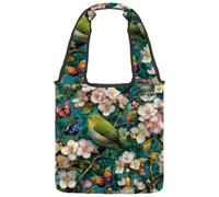 Borsa in tela riutilizzabile, multiuso, per spesa, shopping, lavoro, viaggi, - Libellule dorate con ali scintillanti su sfondo nero, Multicolore 09, 14.1x14.9in/36x38cm