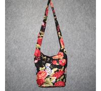 Borsa in tessuto motivo floreale nero e rosso borsa in tessuto
