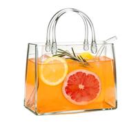 Borsa in vetro per bevande, bicchiere da borsetta, bicchieri da vino unici con cannuccia, vaso decorativo con cannuccia, vasi da borsetta per decorare la stanza, per succhi di frutta, tè, fiori