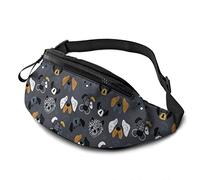 Borsa in vita con Facce di Cane con Cintura Tasca a Tracolla Regolabile sul Petto per Viaggiare Escursionismo Ciclismo Corsa