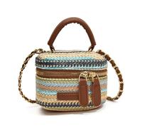 borsa intrecciata Borsa quadrata piccola alla moda, borsa a tracolla semplice ed estiva intrecciata(Blue)