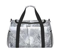 Borsa invernale con stampa di un vecchio cavo da sci, borsa da weekender, borsa da allenamento, borsa da yoga, borsone per oggetti personali per Audlts, Nero , Taglia unica