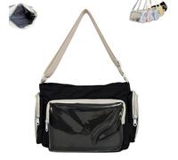 Borsa Ita Trasparente Di Grande Capacità Per Donna, A Tracolla Alla Moda Con Accessori A Kawaii Quotidiana(Black)