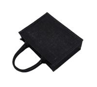 Borsa Juta S/M/L Borse di Tela di Iuta Nera Borsa di generi Alimentari in Bianco Fai da Te for Le Donne Borsa di Tela Organizzatore di Viaggi di Grande capacità con Manico Borsa Juta Rigida(Black-S)
