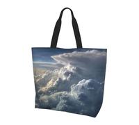 Borsa larga da donna con stampa di tempesta, elegante borsa a tracolla impermeabile, borsa pieghevole da spiaggia, borsa da viaggio per lavoro, shopping