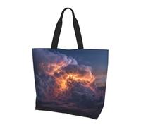 Borsa larga da donna con stampa di tempesta, elegante borsa a tracolla impermeabile, borsa pieghevole da spiaggia, borsa da viaggio per lavoro, shopping