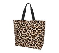 Borsa larga da donna con stampa leopardata con motivo leopardato, elegante borsa a tracolla impermeabile, borsa pieghevole da spiaggia, borsa da viaggio per lavoro, shopping, Nero , Taglia unica