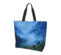 Borsa larga da donna con stampa nebbia, elegante borsa a tracolla impermeabile, borsa pieghevole da spiaggia, borsa da viaggio per lavoro, shopping