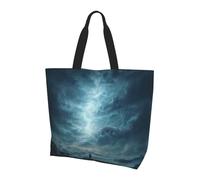 Borsa larga da donna con stampa tempesta, elegante, impermeabile, borsa a tracolla pieghevole, da spiaggia, da viaggio, per lavoro, shopping