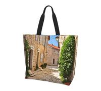 Borsa larga da donna con stampa toscana italiana, elegante borsa a tracolla impermeabile, borsa pieghevole da spiaggia, borsa da viaggio per lavoro, shopping, Nero , Taglia unica
