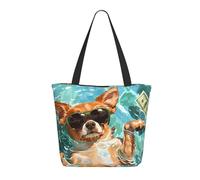 Borsa larga da donna, grande borsa a tracolla divertente per chihuahua con cerniera, borsa a tracolla per lavoro e viaggi