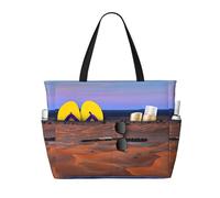 Borsa larga da spiaggia impermeabile con stampa del deserto, da donna, con cerniera e tasche, borsa pieghevole per viaggi, piscina, shopping, vacanze, palestra
