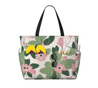Borsa larga da spiaggia impermeabile con stampa di giglio nero, da donna, con cerniera e tasche, borsa pieghevole per viaggi, piscina, shopping, vacanze, palestra