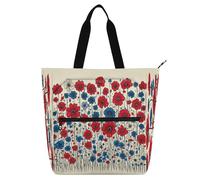 Borsa larga decorativa per bambini, per bambini, ragazzi e ragazze, con fiori colorati per il giorno dell'indipendenza del 4 luglio, grande, resistente, per insegnanti, biblioteca, scuola, shopping