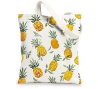 Borsa larga in tela con ananas, motivo frutta tropicale, riutilizzabile, divertente, estiva, leggera, lavabile, borsa in tela per palestra, viaggi, spiaggia, picnic, 33 x 38 cm
