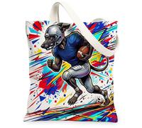 Borsa larga in tela con cane levriero sportivo per lo shopping, 33 x 38 cm, riutilizzabile, alla moda, borsa per la spesa da donna, regalo per lavoro e viaggio a righe