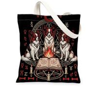 Borsa larga in tela con cane Papillon per lo shopping, 33 x 38 cm, riutilizzabile, alla moda, per le vacanze, per lavoro, viaggi, idea regalo