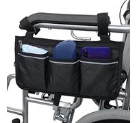 Borsa laterale per bracciolo della sedia a rotelle, borsa impermeabile con linea luminosa, organizer laterale per sedia a rotelle, deambulatori, scooter (Nero)