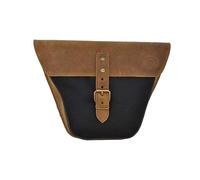 Borsa Laterale Tasca da Fianchetto Nero e Marrone in Pelle e Cotone Cerato per Moto Motociletta compatibile con Royal Enfield Interceptor/Continental GT (Black Cognac) - EX MOTO