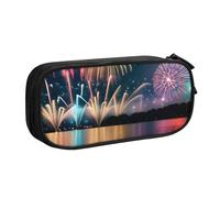 Borsa leggera per penne con stampa fuochi d'artificio per scuola, università, ufficio, viaggi, ragazzi, ragazze, adulti, Nero , Taglia unica, Set di zaini per la scuola