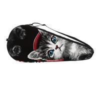 Borsa leggera per racchette da tennis, con grazioso gattino che ascolta la musica, con tracolla regolabile