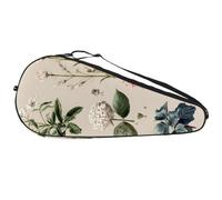 Borsa leggera per racchette da tennis in stile vintage con fiori selvatici e piante, per giovani e adulti