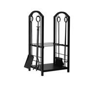 Borsa Legna Ardere Scaffale Impilabile Per Legna Da Ardere In Ferro Battuto Nero, Set Di Strumenti Per Caminetto, Porta Legna In Ferro Resistente Sacca Camino