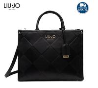 Liu Jo Borsa a Mano Ridhi, AA5206 E0778 nero con Motivo a Rombi, 34 x 28 x 14 cm, con Tracolla Amovibile
