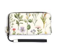 Borsa lunga alla moda con stampa di acquerelli di erbe e fiori, design interno multi-scomparto per soddisfare le tue diverse esigenze di viaggio