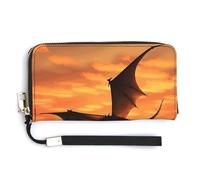Borsa lunga alla moda di grande capacità, con stampa di dragone volante e tramonto, design interno multi-compartimento, soddisfa le tue diverse esigenze di viaggio