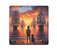 Borsa magica autoadesiva in tessuto, 35 cm, tramonto barche a vela arancione Magic Storage panno protettivo Wrap per obiettivo fotocamera