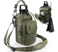 Borsa magnetica da palestra per bottiglia da 1 a 2 l, per uomini e donne, con scomparto per cellulare, clip magnetica rimovibile, pannello MOLLE e cinghia regolabile per palestra, sport, viaggi (verde