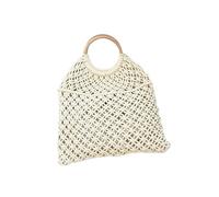 borsa mare Borsa estiva in corda di cotone intrecciata Set due pezzi stile artistico da spiaggia tenuta in mano madre-bambino(Off-white)