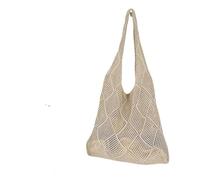 Borsa Mare Donna Borsa a tracolla da donna in tessuto dal design cavo alla moda Borsa a tracolla da viaggio estiva di grande capacità lavorata a maglia(Shallow khaki)