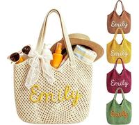 Borsa Mare Donna Personalizzata con Nome Borsa Mare Grande in Uncinetto per Spiaggia e Viaggi Beach Tote Bag Personalizzata Capiente per Addio al Nubilato Regalo Testimoni Nozze e Laurea Ragazza (01)
