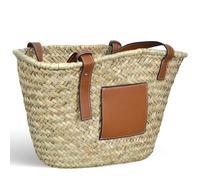 Borsa mare Erba Spring paglia intrecciata con manici in cuoio 29x14x28 cm grande