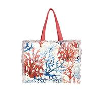 Borsa Mare Estate Con Zip 100% Cotone Canvas Misura 50x40x15cm (Coralli)