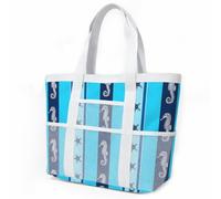 Borsa Mare Grande Animali Stelle Del Mare Blu Borsa Mare Donna Resistente Beach Tote Bag Spiaggia Con Zip Shopping Bag Donna Borse Mare Pieghevole Leggera Borsone Piscina Viaggio 33x32cm/1 Pezzi