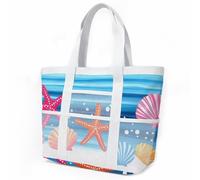 Borsa Mare Grande Stella Del Mare Arancione Borsa Mare Donna Resistente Beach Tote Bag Spiaggia Con Zip Shopping Bag Donna Borse Mare Pieghevole Leggera Borsone Piscina Viaggio 33x32cm/2 Pezzi