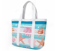 Borsa Mare Grande Striscia Rosa Stella Del Mare Borsa Mare Donna Resistente Beach Tote Bag Spiaggia Con Zip Shopping Bag Donna Borse Mare Pieghevole Leggera Borsone Piscina Viaggio 33x32cm/3 Pezzi