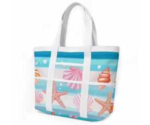 Borsa Mare Grande Striscia Rosa Stella Del Mare Borsa Mare Donna Resistente Beach Tote Bag Spiaggia Con Zip Shopping Bag Donna Borse Mare Pieghevole Leggera Borsone Piscina Viaggio 33x32cm/3 Pezzi