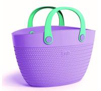 BORSA MARE LINDA BAG CON MANICO MARRONE COLORATA VIMINI ITALY POKET IMPERMEABIL