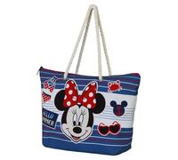 Borsa Mare Minnie Mouse Disney Capiente 52x37x17 cm con Chiusura Zip e Tasca Interna Shopper Estiva in Poliestere Resistente con Manici in Corda Ideale per Spiaggia Piscina e Vacanze