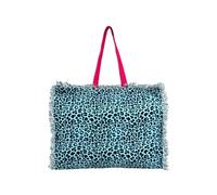 Borsa Mare New Maculato con Zip 100% Cotone Canvas 48x38x16cm Borsa Spiaggia (Azzurro)