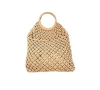 borsa mare paglia Borsa estiva in corda di cotone intrecciata Set due pezzi stile artistico da spiaggia tenuta in mano madre-bambino(Khaki)