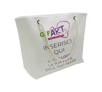 Borsa Mare Spiaggia Viaggio Personalizzabile con foto, frase, iniziali, grafica che vuoi - 2 Modelli Tela e Tessuto bianco (Borsa Bianca con Manici in Corda)