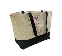 Borsa Mare Spiaggia Viaggio Personalizzabile con foto, frase, iniziali, grafica che vuoi - 2 Modelli Tela e Tessuto bianco (Borsa in Tela con fascia nera)