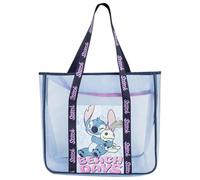 Borsa Mare Stitch Disney Donna Borsa Spiaggia Grande con Zip e Tasca Frontale Shopper Trasparente Impermeabile Borsa Piscina Capiente 62x39x20 cm Blu Estate Vacanze