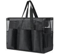 Borsa Mare XXL, Grande sacco da spiaggia per donna con chiusura lampo, pieghevole e pratica da trasportare. Ideale per il nuoto, lo shopping e i viaggi (nero)